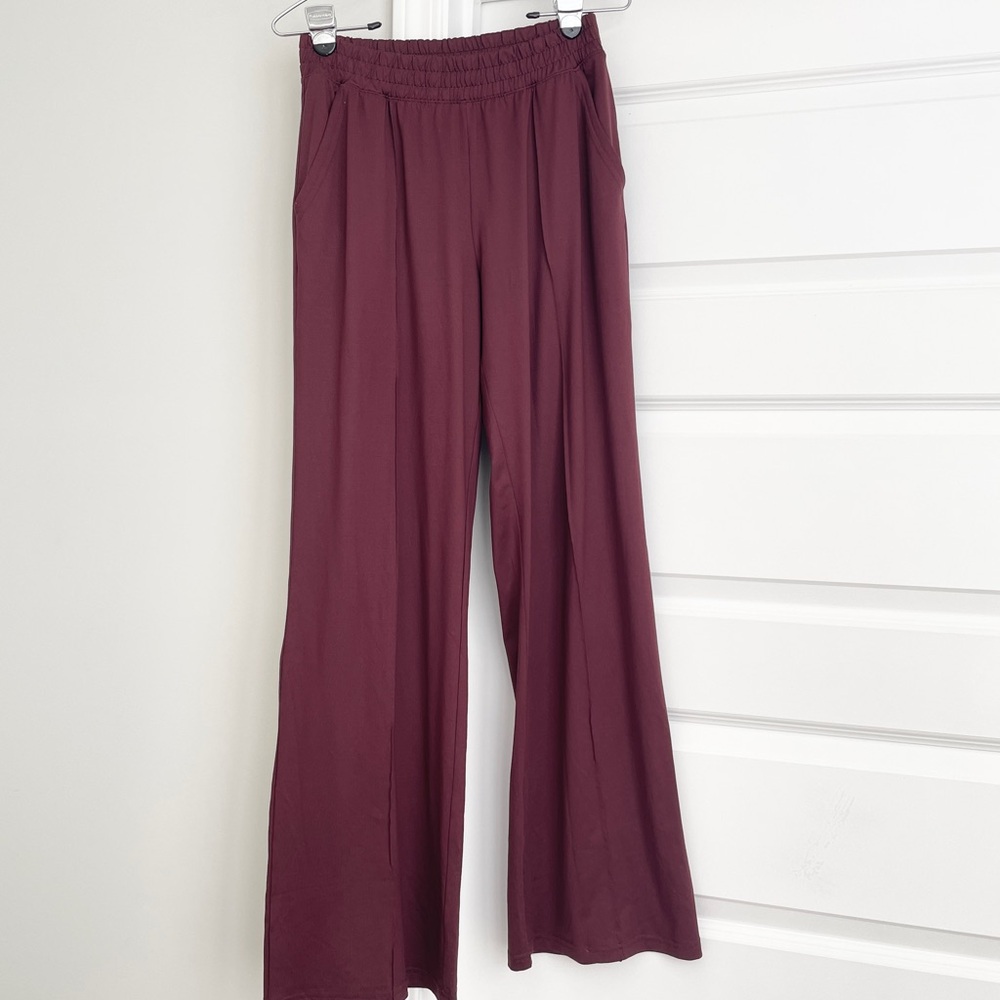 Aerie Offline Wide Leg Pants Burgundy